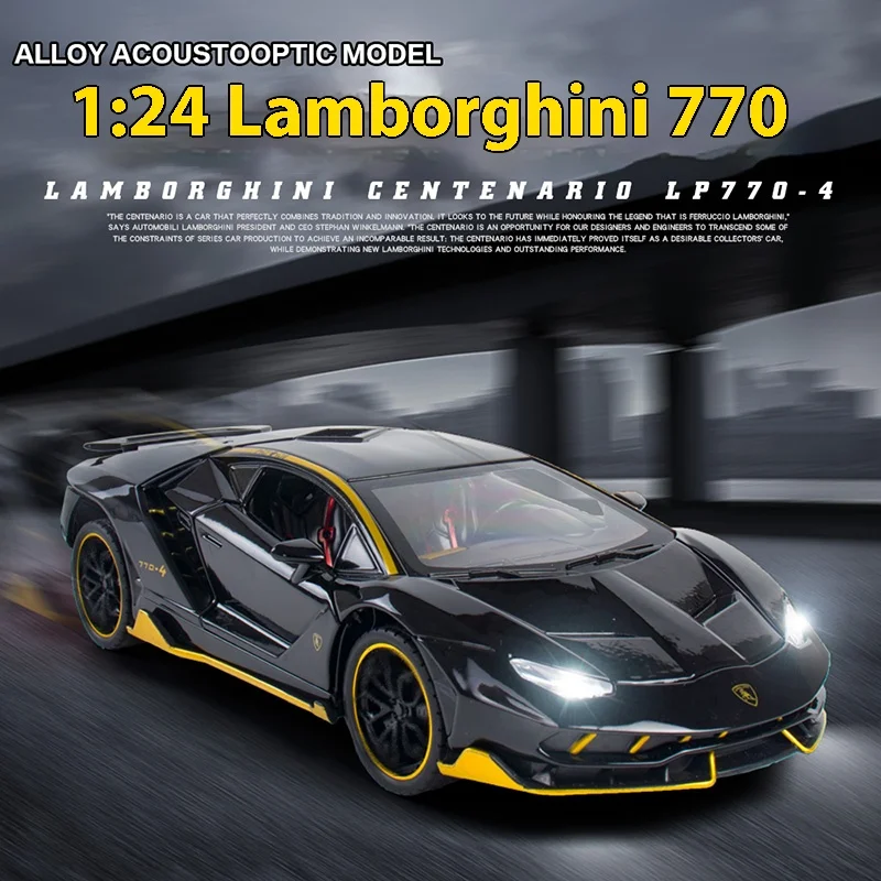 1:24 Lamborghini LP770-4 Super muskulöser Sportwagen aus legiertem Metalldruckguss-Automodell, Sammlung von Hobby, dekorativen Ornamenten, Geschenk