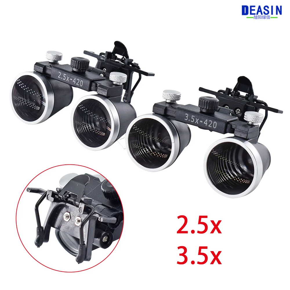 2,5X 3,5X Dental Lupen Fernglas Lupe Galilenische Medizinische Lupe Beschichtete Optische Linse mit Clip Zahnarzt Ausrüstung Image