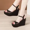 Plus Größe 32-43 Plattform Keile Sandalen Damenschuhe 2024 Sommer frische grüne High Heels Sandalen