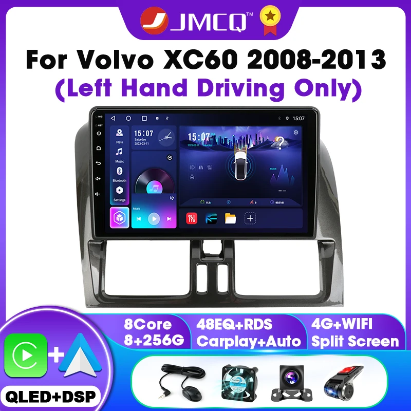 Jmcq 2din carplay android auto autoradio für volvo xc60 que 2008 2009 2010 2011 2012 2013 multi midia video player gps autoradio Image