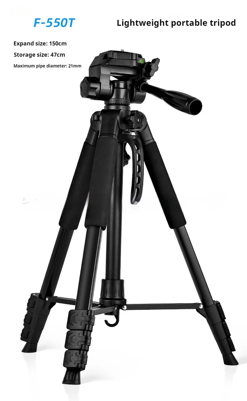 F550T Professionelles Stativ für Handykameras 180cm Stativ für Mobiltelefone mit Fernbedienungslicht Nachtangellicht-Ständer Image
