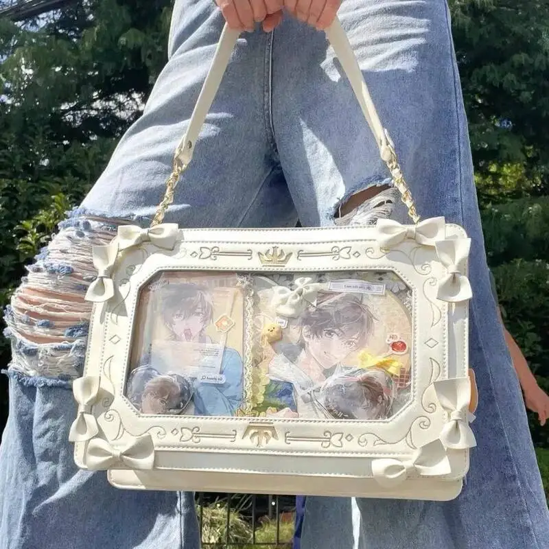 Bowknot Dekor y2k lolita itabag Mädchen transparente Tasche Harajuku Schmerz Handtasche Kette japanische Umhängetasche Pu Umhängetasche Frauen Image