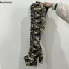 Ronticool Frauen Winter Über Das Knie Stiefel Unisex Volle Seite Zipper Block Heels Runde Kappe Camouflage Casual Schuhe UNS Größe 5-20
