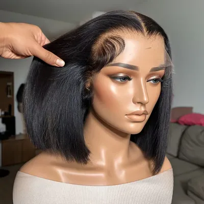 YKB Bone Straight Bob Wig 6X6 Closure Glueless Ready To Wear 13x6 HD Lace Front Human Hair Wigs 16