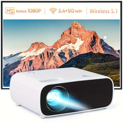 2024 Full HD 1920 * 1080P portable video projector, support dual WiFi connection, compatible with