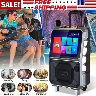 3000W Bluetooth Speaker Karaoke Machine 8 '' Subwoofer & Lyrics Display Screen Rechargeable HDMI,