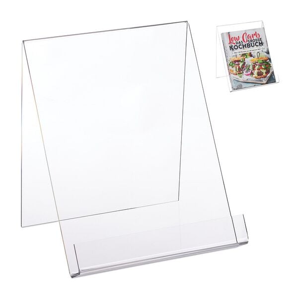 relaxdays Buchaufsteller für DIN A4 Bücher, 21x24x19 cm Image