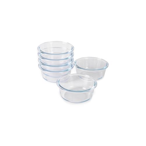 HGMD Backofengeschirr Set - 6 Stück - 370ML - Glas - Rund - Backofengeschirr 1 Person - Spülmaschinenfest