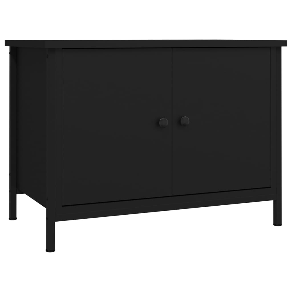 vidaXL TV-Schrank mit Türen Schwarz 60x35x45 cm Holzwerkstoff Image
