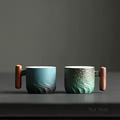 Tazza da caffè retrò in ceramica da 80ml tazza da caffè per ufficio tazza da tè con filtro tazza da caffè con manico in legno tazza da caffè fatta a mano tazza da caffè regalo di compleanno