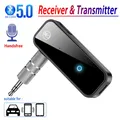 Trasmettitore ricevitore audio Bluetooth 5.0 Hansfree Chiamata Jack AUX da 3,5 mm Dongle USB Adattatore wireless per musica stereo per TV PC Kit per auto