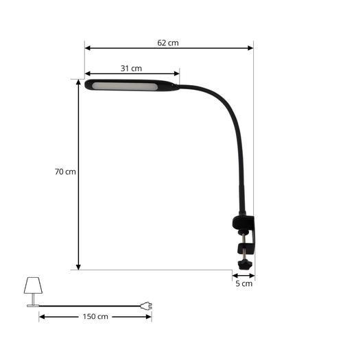 Lindby LED-Klemmlampe Nilay, Höhe 70 cm, CCT, Homeoffice