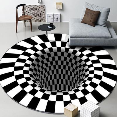 3D-Teppich in runder Form, Wirbelfalle, visuelle Illusion, Teppich, bedruckter Teppich, Bodenmatte, Image