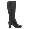 Stiefel TAMARIS, Damen, Gr. 39, Varioschaft, schwarz, Leder, Lederimitat, unifarben, klassisch, Schuhe, Blockabsatz, Langschaftstiefel mit Ziernähten