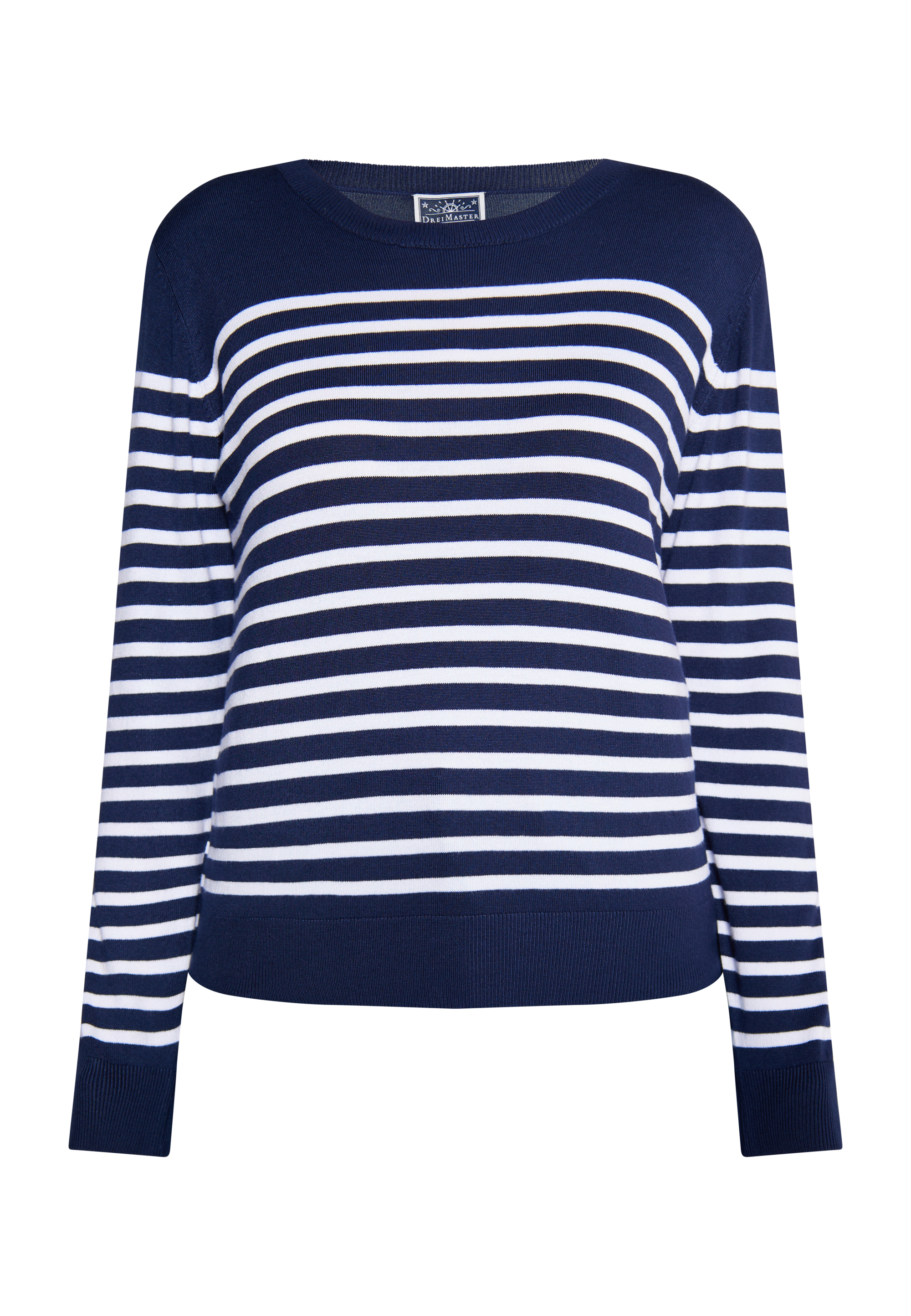 Dreimaster Strickpullover Damen Marine Weiss Image