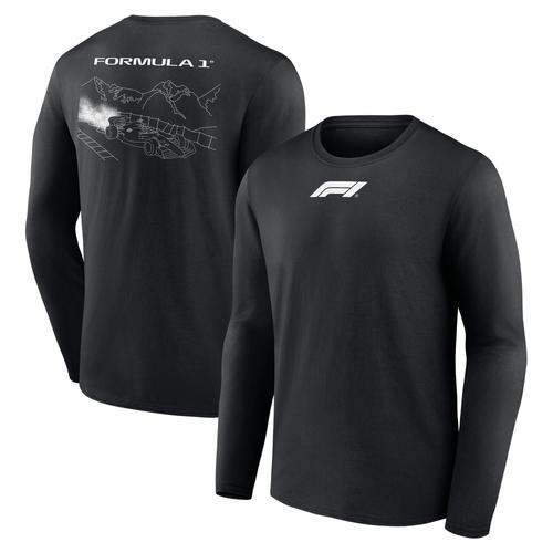 Formel 1 Ski-Grafik-LS-T-Shirt – Schwarz