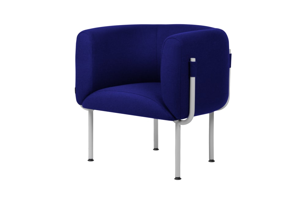 Fauteuil arrondi en laine, myrtille