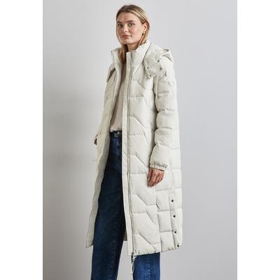 Steppjacke STREET ONE, Damen, Gr. 36, grau (frosty grau), Stoff, Obermaterial: 100% Polyester; Futter: 100% Nylon; Füllung: 100% Polyester, unifarben, casual, normal knielang, ohne Ausschnitt, Langarm Bündchen, Jacken, mit abnehmbarer Kapuze Image