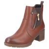 Winterstiefelette RIEKER, Damen, Gr. 41, braun (nussbraun), Lederimitat, Elastischer Einsatz, kontrastfarbene Details, modisch, Schuhe, Stiefelette, Boots, Blockabsatz, mit Innenreißverschluss