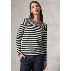 Streifenpullover CECIL, Damen, Gr. XS (36), blau (night sky blau melange), Stoff, 33% Polyester, 31% Polyacryl, 24% Baumwolle, 12% Nylon, gestreift, casual, normal normal, Rundhals, Langarm Bündchen, Pullover, mit Rundhalsausschnitt