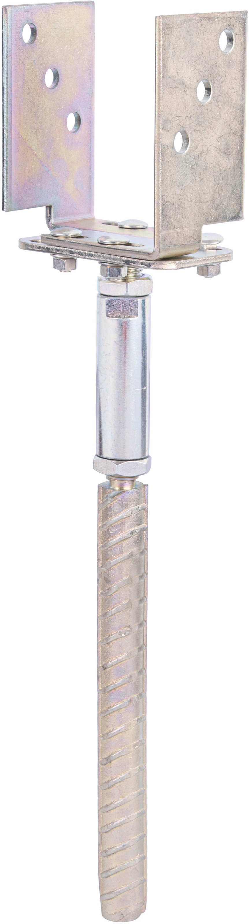 U-Pfostenträger ALBERTS, silber (silberfarben), B:11cm, Stahl, Bodenanker, höhen- und breitenverstellbar, Breite 71-161 mm, Betonanker 250 mm