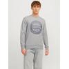 Sweatshirt JACK & JONES "JJJEANS SWEAT O-NECK", Herren, Gr. XS, grau (light grau melange), angeraute Sweatware, Obermaterial: 90% Baumwolle, 10% Viskose, meliert, bedruckt, modisch, normal, Rundhals, Langarm Rippbündchen, Sweatshirts
