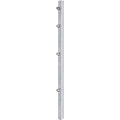 Zaunpfosten ALBERTS, grau (feuerverzinkt), B:6cm H:175cm T:4cm, Stahl, Zaunpfosten, 60x40 mm für Doppelstabmattenzaun, 175 cm, mit Klemmlaschenbefestigung