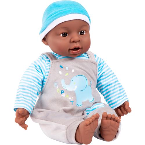 Babypuppe BAYER ""Interactive Baby Boy, 40 cm"" Puppen blau (blau/grau) Kinder