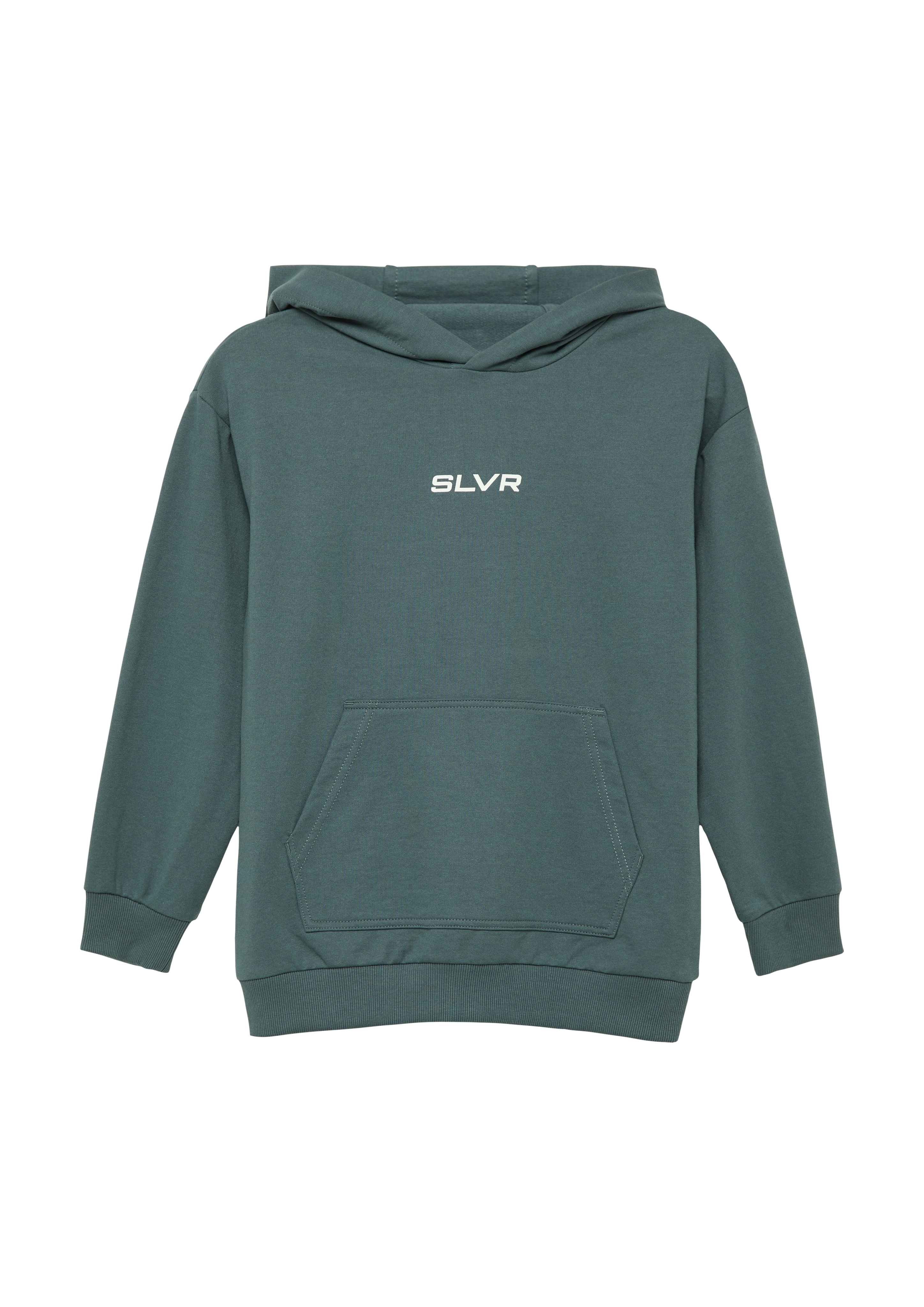 Hoodie S.OLIVER JUNIOR, Jungen, Gr. 134/140, grau (grau, grün), Sweatware, Obermaterial: 100% Polyamid, unifarben, regular fit taillenbedeckt, ohne Ausschnitt, Rippbündchen, Sweatshirts Hoodie, mit Kapuze