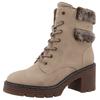 Schnürstiefelette TOM TAILOR, Damen, Gr. 37, beige, Lederimitat, Textil, unifarben, kontrastfarbene Details, modisch, Schuhe, Blockabsatz, Schnürboots mit Reißverschluss für leichten Einstieg