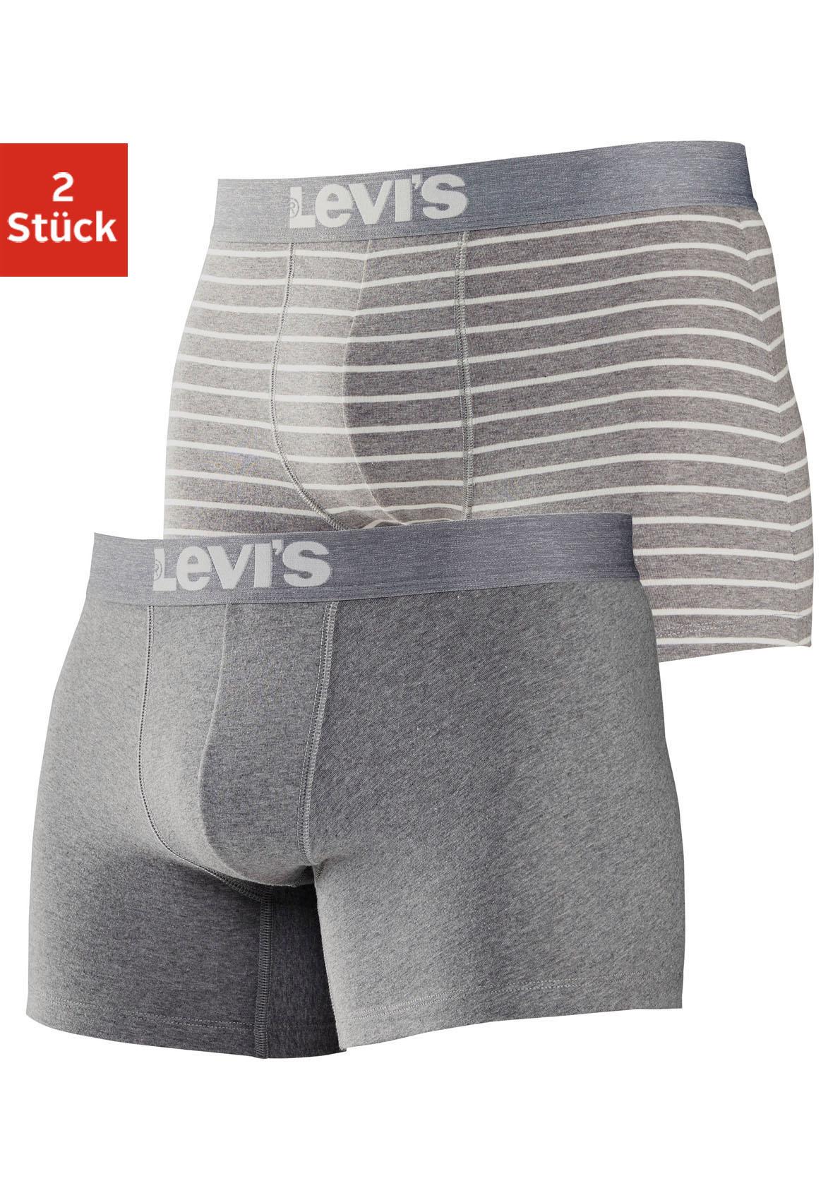 Boxer LEVI'S, Herren, Gr. XL, grau (grau, meliert, gestreift), Obermaterial: 95% Baumwolle, 5% Elasthan, bedruckt, gestreift, unifarben, körpernah, Unterhosen, mit elastischem Levi's-Logo-Bund Image