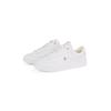 Plateausneaker TOMMY HILFIGER "ESSENTIAL CHIC COURT SNEAKER", Damen, Gr. 38, weiß, Leder, Lederimitat, sportlich, Schuhe, Freizeitschuh, Schnürschuh, Halbschuh mit TH-Schmuckelement