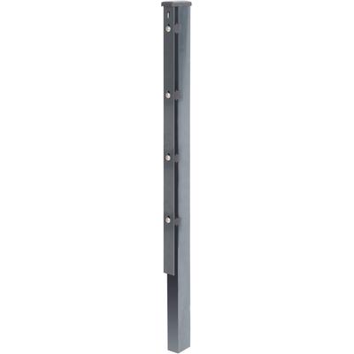 Zaunpfosten ALBERTS, grau (anthrazit), B:6cm H:150cm T:4cm, Stahl, Zaunpfosten, 60x40 mm für Doppelstabmattenzaun, 150 cm, mit Flacheisen
