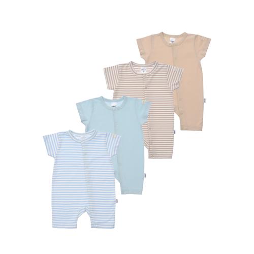 Strampler LILIPUT Gr. 50/56, EURO-Größen, blau (beige-blau) Baby Overalls 4er-Pack mit praktischen Druckknöpfen