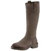 Stiefel TAMARIS, Damen, Gr. 36, Normalschaft, grau (taupe), Veloursleder, Textil, unifarben, klassisch, Schuhe, Blockabsatz, Langschaft-Stiefel im Antik-Look