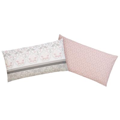 Kissenbezüge HOME AFFAIRE "Cremona", grau (grau, rosa), B:80cm L:40cm, Linon, Obermaterial: 100% Baumwolle, Kissenbezüge, floraler Kissenbezug, geeignet für Kinder, OEKO-TEX zertifiziert Image