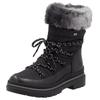 Winterboots REMONTE, Damen, Gr. 38, schwarz (schwarz, grau), Leder, Textil, klassisch, Schuhe, Blockabsatz, Winterstiefelette mit wasserabweisender TEX-Membran