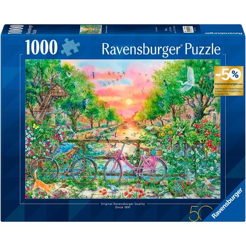 Puzzle RAVENSBURGER ""Verträumte Fahrräder in Amsterdam"" Puzzles bunt Kinder Made in Germany, FSC - schützt Wald weltweit