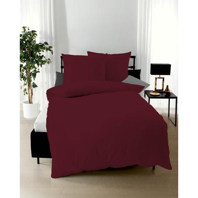 Bettwäsche KAEPPEL "Uni", rot (burgund), B/L: 155cm x 220cm, , Mako-Satin, B/L: 80cm x 80cm, Mako-Satin, Obermaterial: 100% Baumwolle, Bettwäsche, Unifarben Image