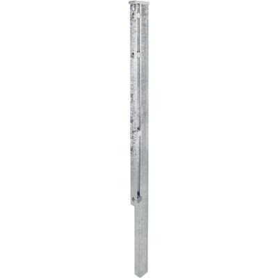 Zaunpfosten ALBERTS, grau (feuerverzinkt), B:6cm H:120cm T:4cm, Stahl, Zaunpfosten, 60x40 mm für Doppelstabmattenzaun, 120 cm, mit Flacheisen