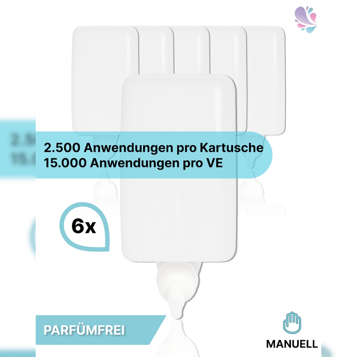 Blanc HYGIENIC Schaumseife parfümfrei, mild, 6x1 Liter je SET, 2.500 Anwendungen je Liter inkl. Pumpe für Blanc Cosmos Schaumseifenspender Image
