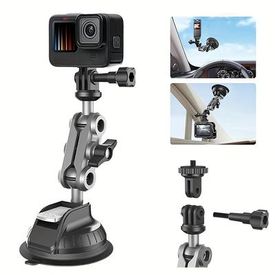 TEMU Adjustable Multi-angle Camera Mount For Car With Suction Cup, Abs Material, Compatible With , , Max, Series, And More Sports Cameras