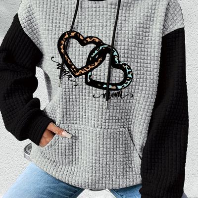 TEMU Trendy Heart Hoodie, Drawstring Casual Hooded Sweatshirt For Winter & Fall, Women's Clothing Image