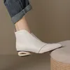 2025 neue Herbst Frauen Stiefel Spitz Keile Moderne Stiefel Aus Echtem Leder Schuhe für Frauen Kurze Mittlere Ferse Stiefel Frauen Schuhe