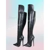Schwarz Neue Form Spitzen Kniehohe Stiefel Seite Zipper Elegante Stiletto High Heel Party 2024 Herbst Frauen Schuhe Zapatos para Mujere
