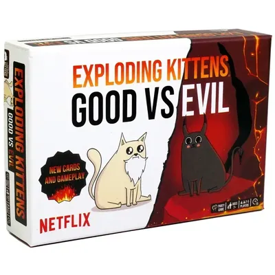 Exploding Kittens Good vs Evil 55 Cards Elevate with New Characters Family Games for Kids and Adults