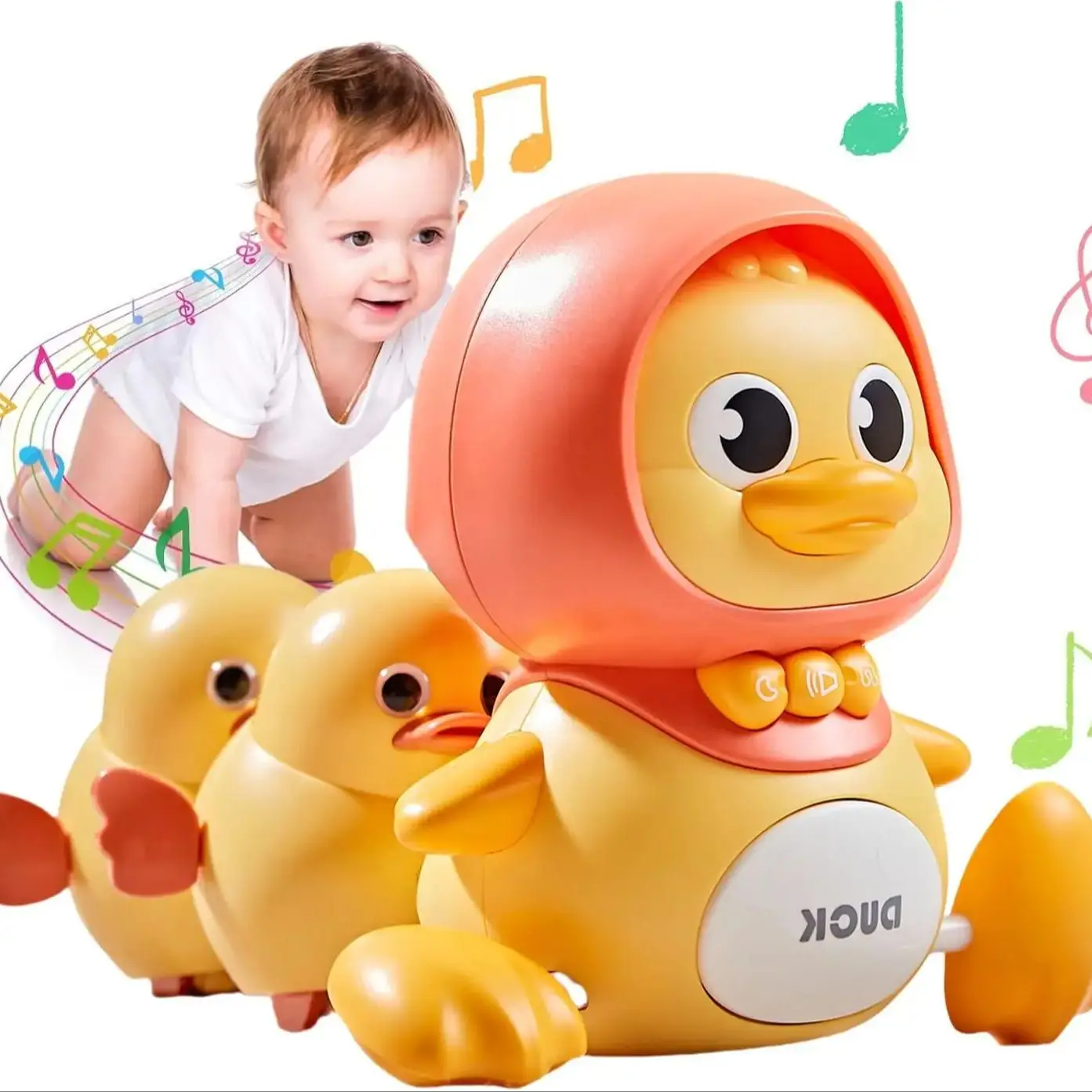Baby Crawling Toys Musical Duck Walking Toys Early Learning Interactive Crawling Toy Night Light Toy for Boy Girl Birthday Gift