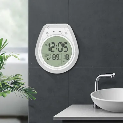 Shower Clock Kitchen with Suction Cup Waterproof Touch Screen Timer with Shatterproof Large LCD Display Wall Clock for Kids