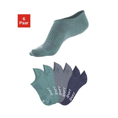 Sneakersocken BENCH., Herren, Gr. 43-46, bunt (2x dunkel mint, 2x marine, 2x grau), Baumwollmischung, elastisch, Socken, nicht sichtbar in Sneakern Image