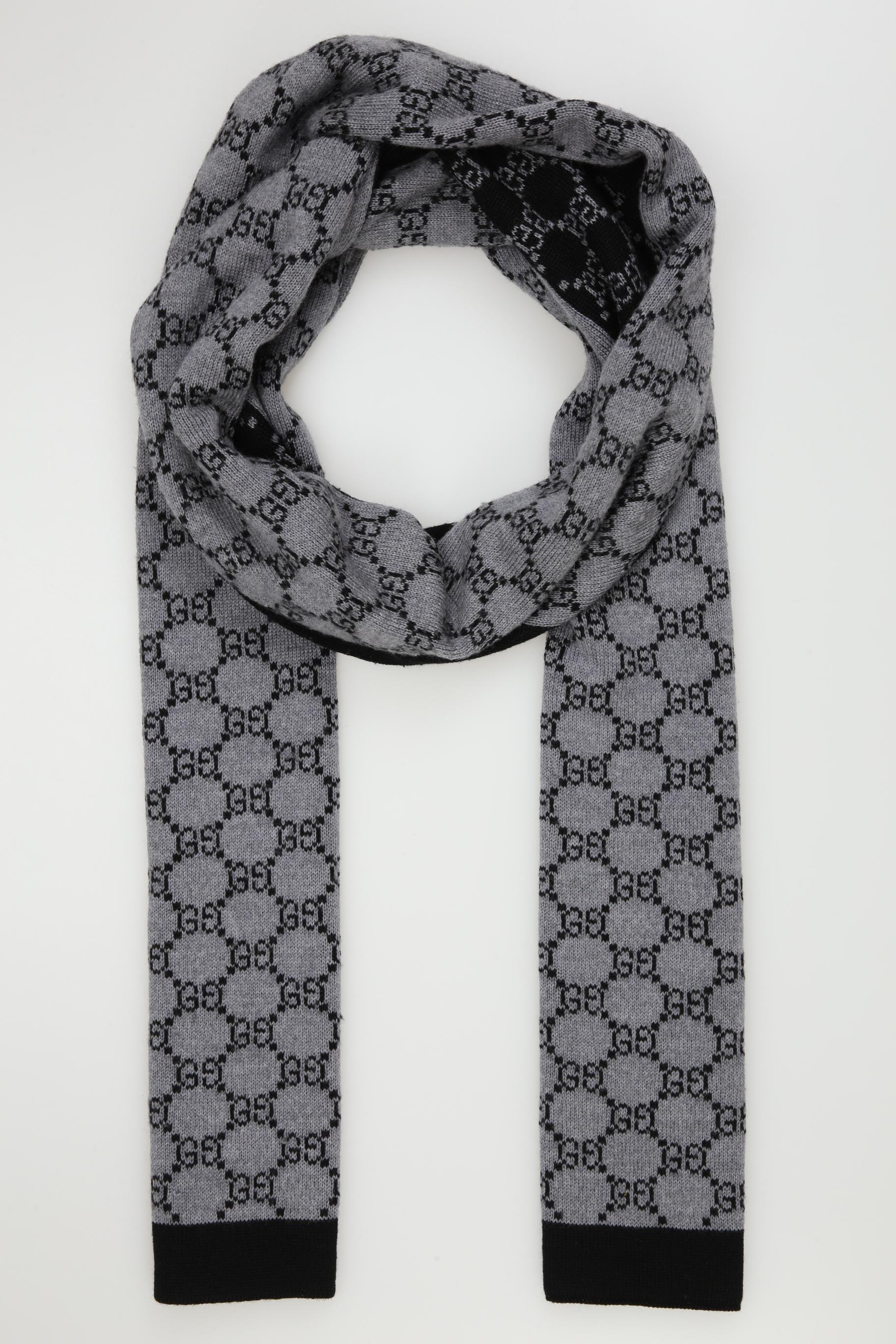 Gucci Herren Schal, Gr. , grau, Wolle